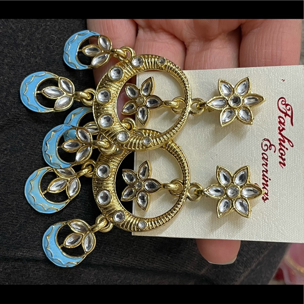 Blue gold jhumkhas